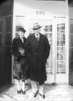 Harold and Martha Sherman in front of 530 Diversey Parkway